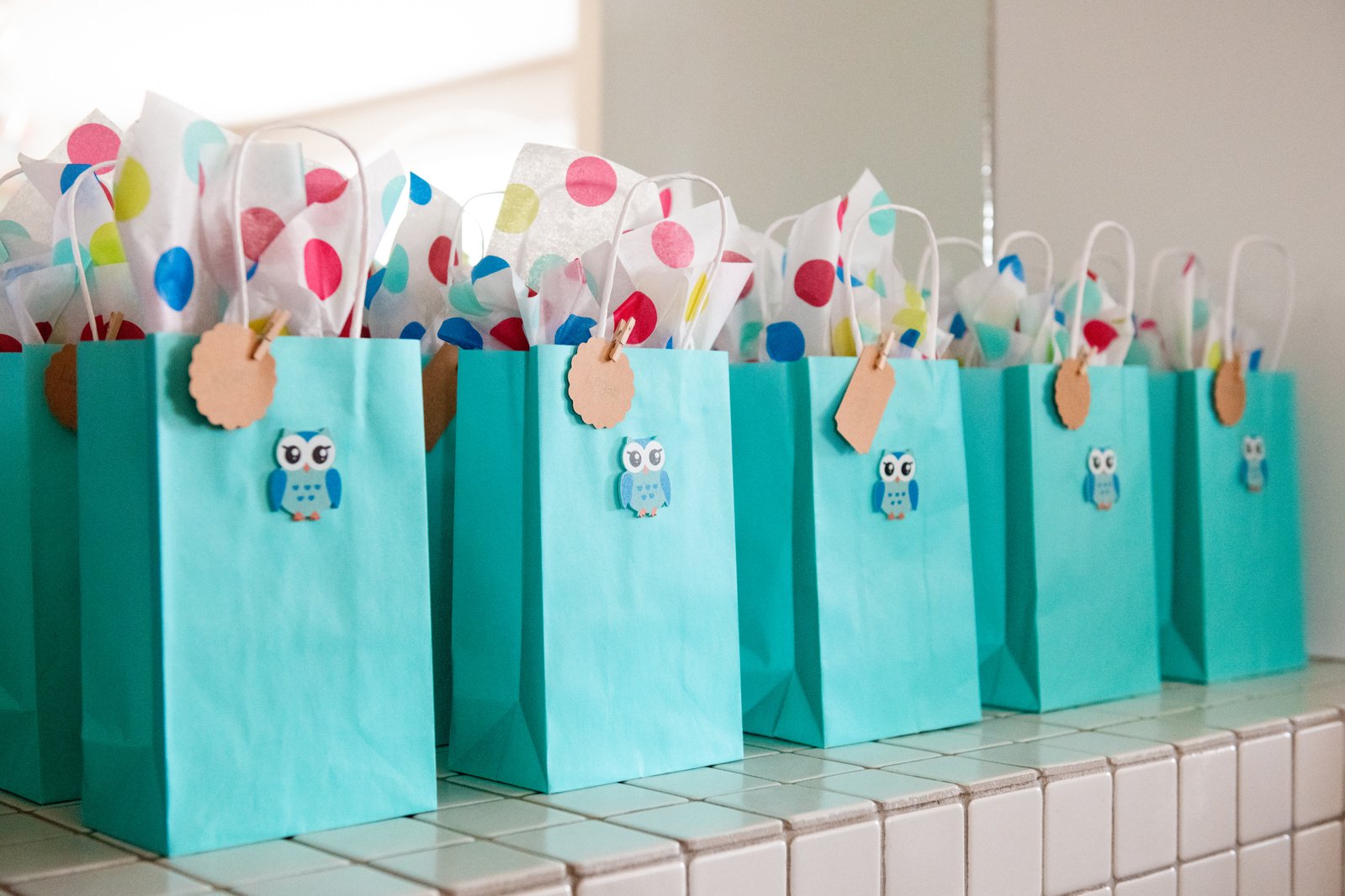 Blue gift bags birthday